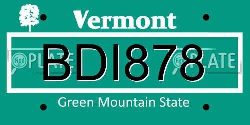 BDI878 Vermont License Plate