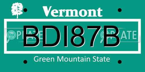 BDI87B Vermont License Plate