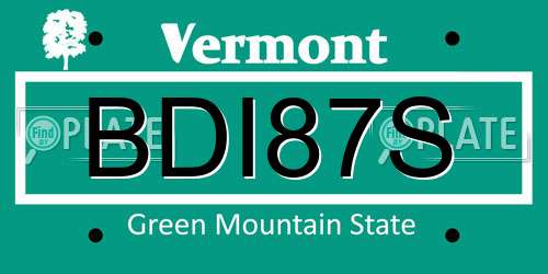 BDI87S Vermont License Plate