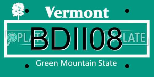 BDII08 Vermont License Plate