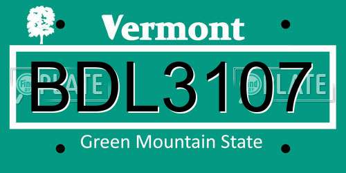 BDL3107 Vermont License Plate