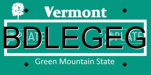 BDLEGEG Vermont License Plate