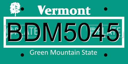 BDM5045 Vermont License Plate