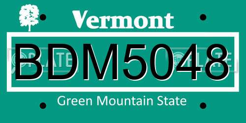 BDM5048 Vermont License Plate