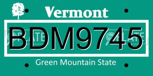 BDM9745 Vermont License Plate
