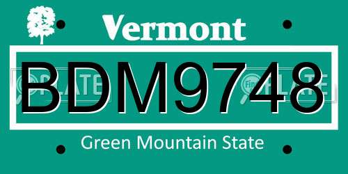 BDM9748 Vermont License Plate