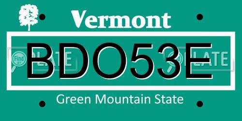 BDO53E Vermont License Plate