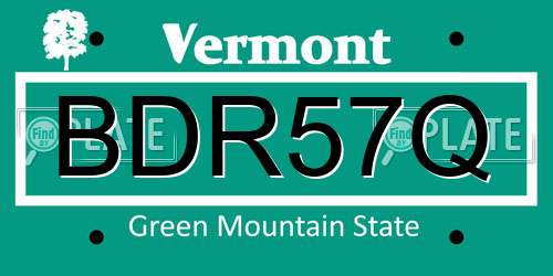 BDR57Q Vermont License Plate