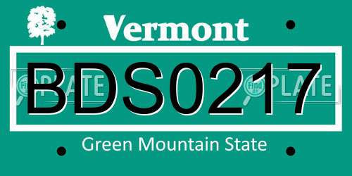 BDS0217 Vermont License Plate
