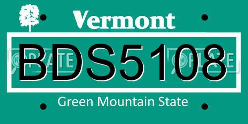 BDS5108 Vermont License Plate