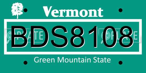 BDS8108 Vermont License Plate