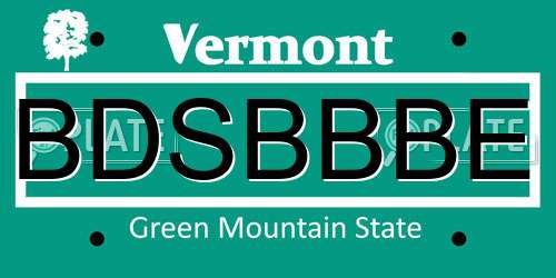 BDSBBBE Vermont License Plate