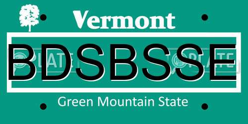 BDSBSSE Vermont License Plate