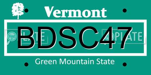 BDSC47 Vermont License Plate