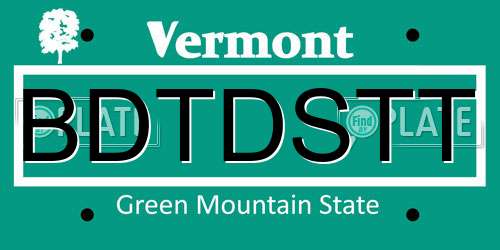 BDTDSTT Vermont License Plate