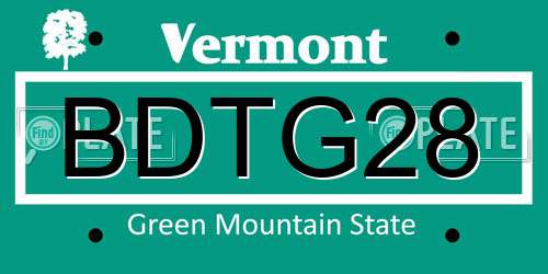 BDTG28 Vermont License Plate