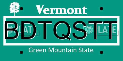 BDTQSTT Vermont License Plate