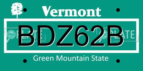 BDZ62B Vermont License Plate