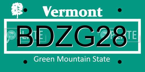 BDZG28 Vermont License Plate