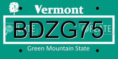 BDZG75 Vermont License Plate