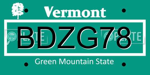 BDZG78 Vermont License Plate