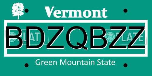 BDZQBZZ Vermont License Plate