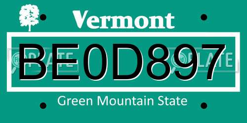 BE0D897 Vermont License Plate