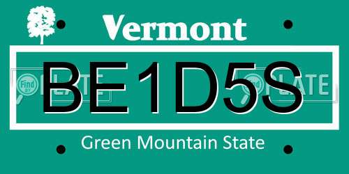 BE1D5S Vermont License Plate