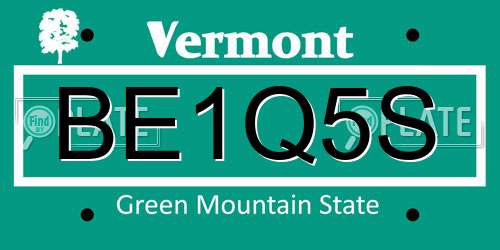 BE1Q5S Vermont License Plate