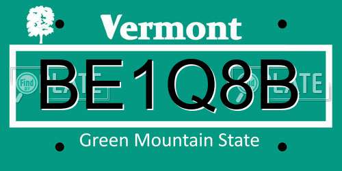 BE1Q8B Vermont License Plate