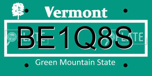 BE1Q8S Vermont License Plate