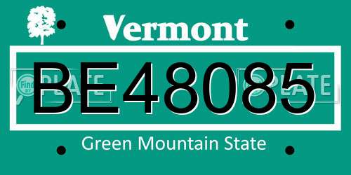 BE48085 Vermont License Plate