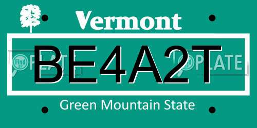 BE4A2T Vermont License Plate