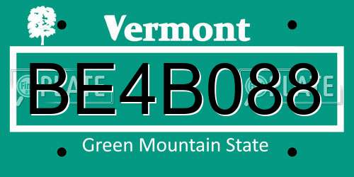 BE4B088 Vermont License Plate