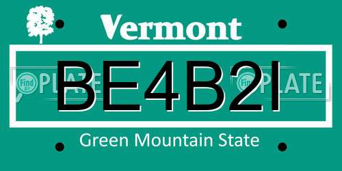 BE4B2I Vermont License Plate