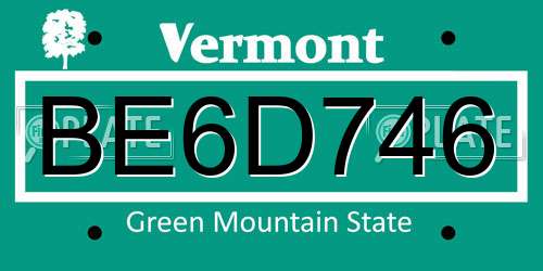BE6D746 Vermont License Plate