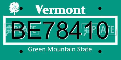 BE78410 Vermont License Plate