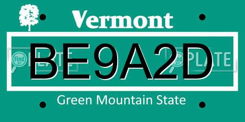 BE9A2D Vermont License Plate
