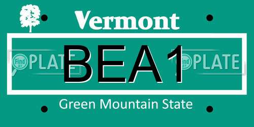 BEA1 Vermont License Plate
