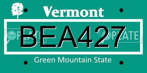 BEA427 Vermont License Plate