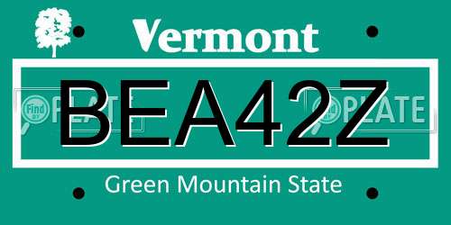 BEA42Z Vermont License Plate