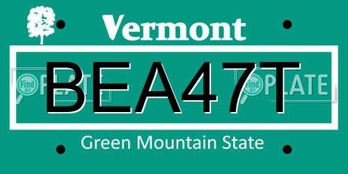 BEA47T Vermont License Plate