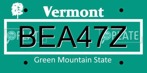 BEA47Z Vermont License Plate