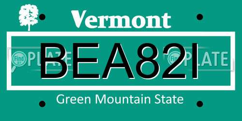BEA82I Vermont License Plate