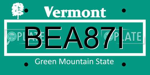 BEA87I Vermont License Plate
