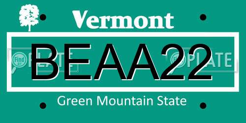 BEAA22 Vermont License Plate