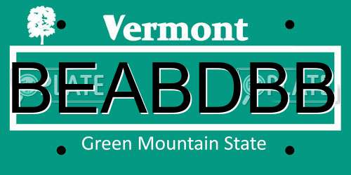 BEABDBB Vermont License Plate