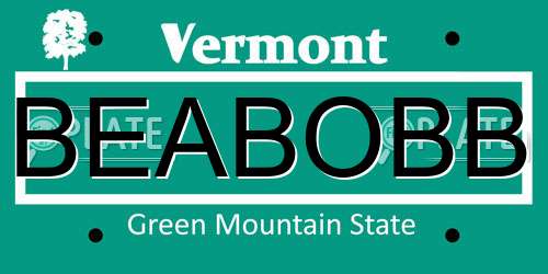 BEABOBB Vermont License Plate