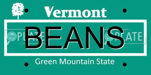 BEANS Vermont License Plate
