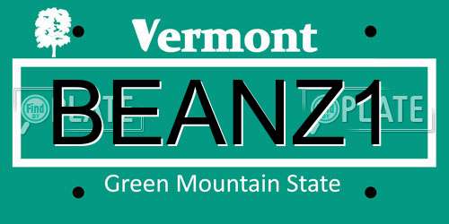 BEANZ1 Vermont License Plate